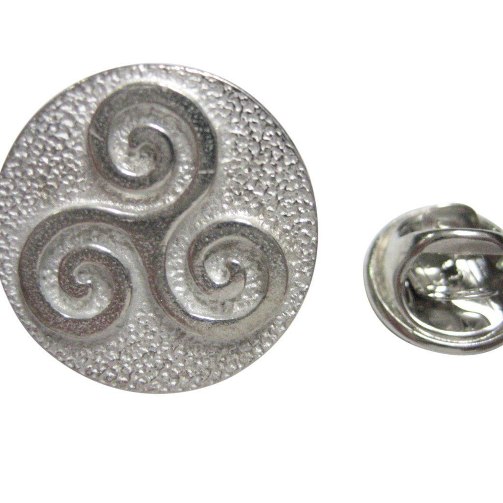 Circular Celtic Triple Tiskelion Spiral Lapel Pin